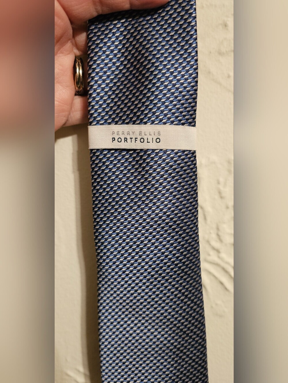 Perry Ellis Tie NWT Blue Geometric Print